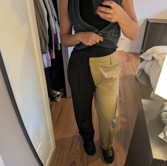 96.Nwt Choosy Tan and Black‎ Striped Pants - Picture 7 of 7